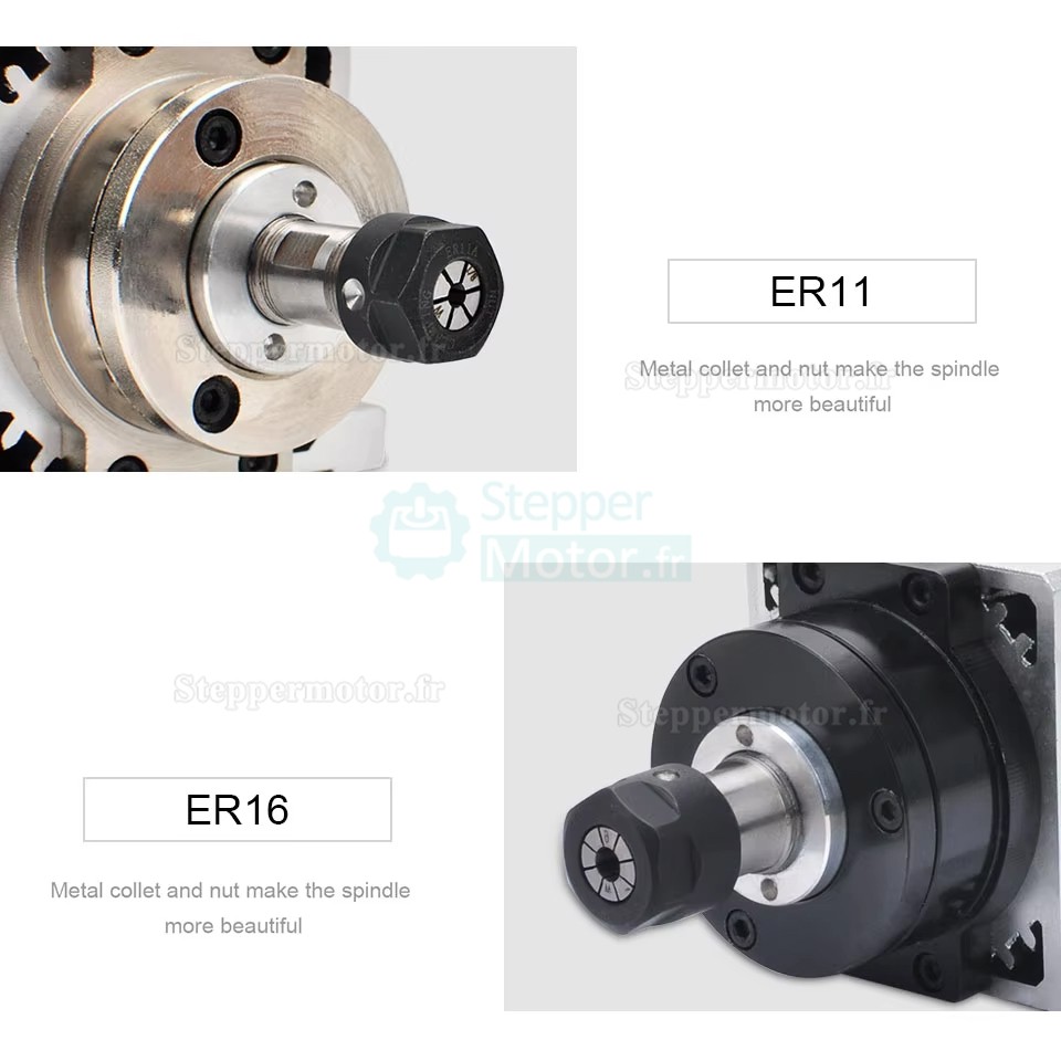 Moteur de broche cnc refroidi par air Huajiang-1.5KW 110V/220V 1,5kW 24000 tr/min, pince ER11/ER16 400hz avec prise aviation